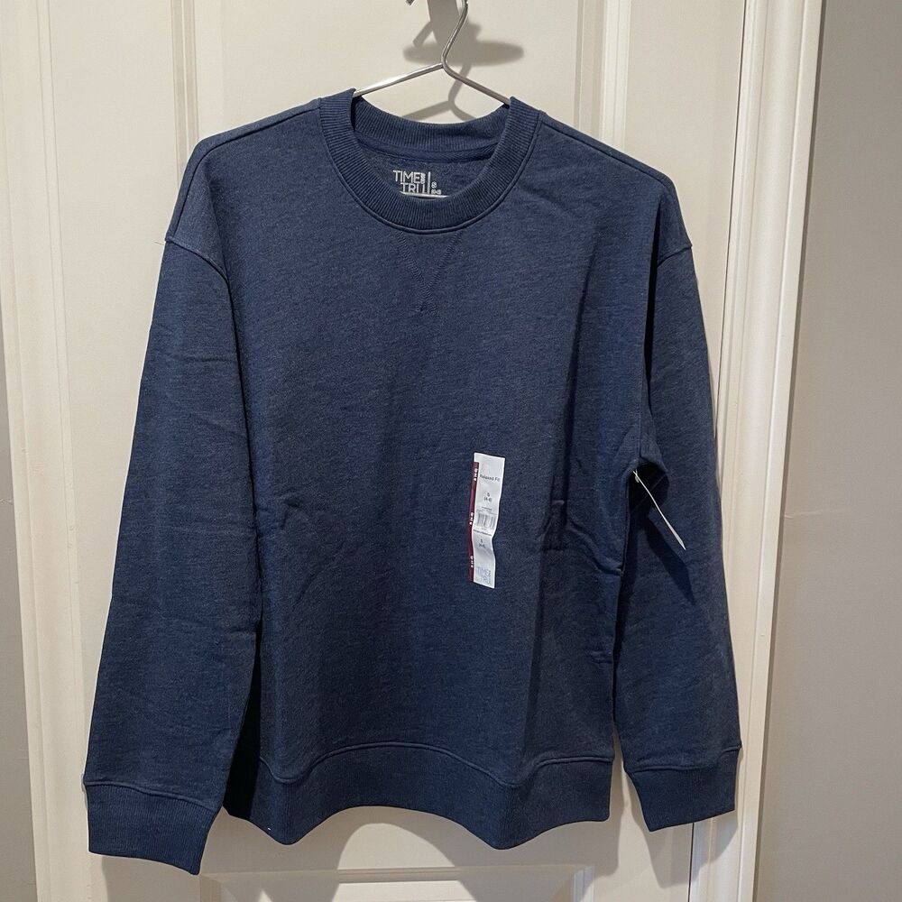 Time and Tru Women's Crewneck Sweatshirt Size Small 4-6 Navy Blue Heather NEW